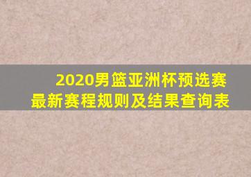 2020男篮亚洲杯预选赛最新赛程规则及结果查询表