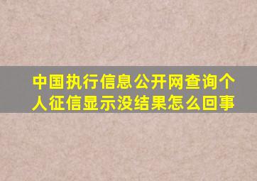 中国执行信息公开网查询个人征信显示没结果怎么回事