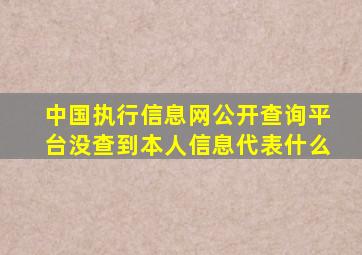 中国执行信息网公开查询平台没查到本人信息代表什么