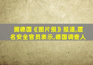 据德国《图片报》报道,匿名安全官员表示,德国调查人