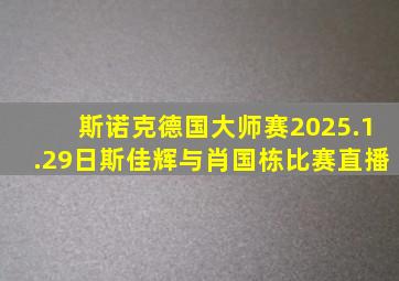 斯诺克德国大师赛2025.1.29日斯佳辉与肖国栋比赛直播