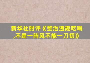 新华社时评《整治违规吃喝,不是一阵风不能一刀切》