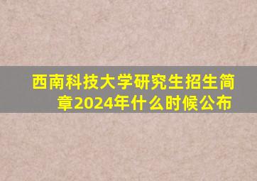 西南科技大学研究生招生简章2024年什么时候公布