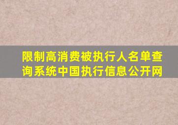 限制高消费被执行人名单查询系统中国执行信息公开网